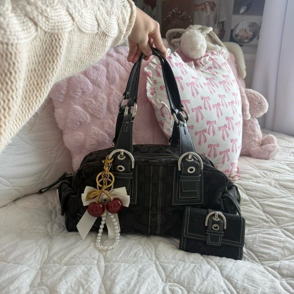 Y2K Coach Black Signature SoHo Mini Monogram Tote Bag/Purse